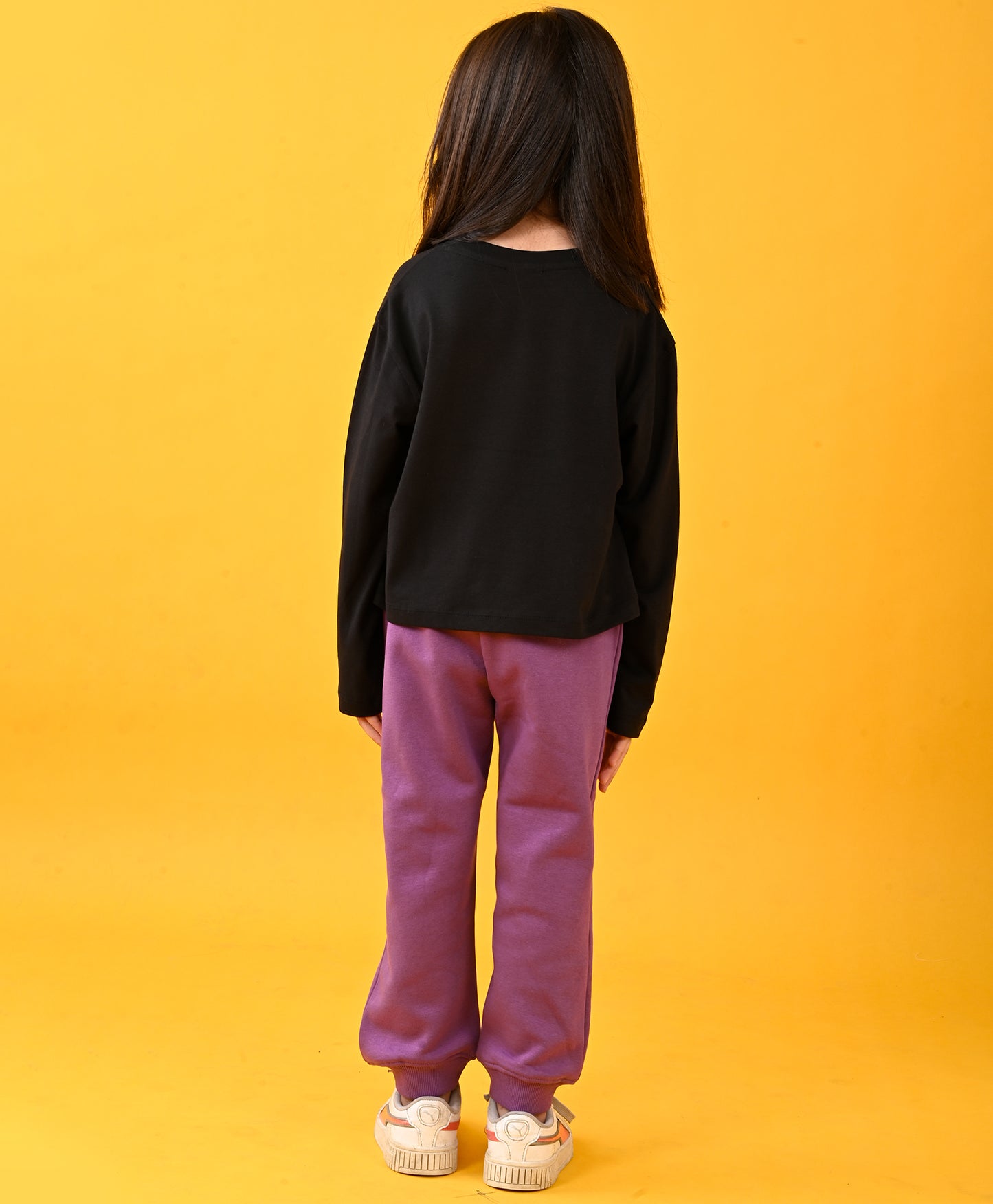 PLANET BLACK T-SHIRT AND PURPLE HEART WARM FLEECE JOGGER SET - BLACK/PURPLE