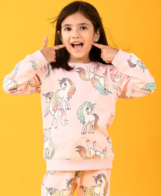 UNICORN STAR PRETTY PINK FLEECE SWEATSHIRT - PINK