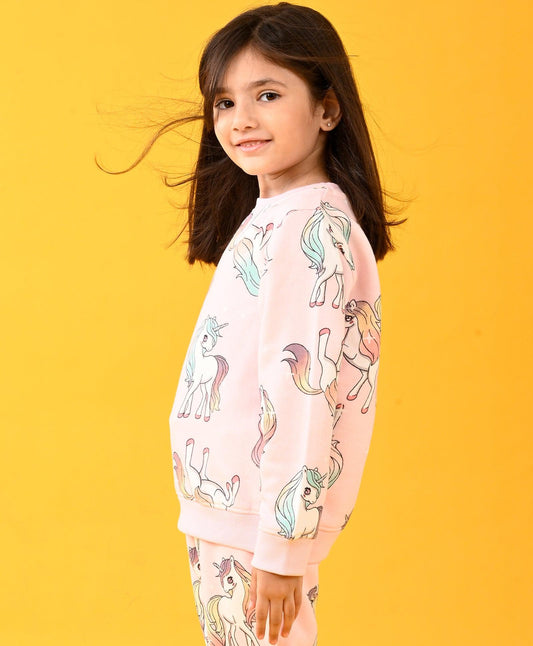 UNICORN STAR PRETTY PINK FLEECE SWEATSHIRT - PINK