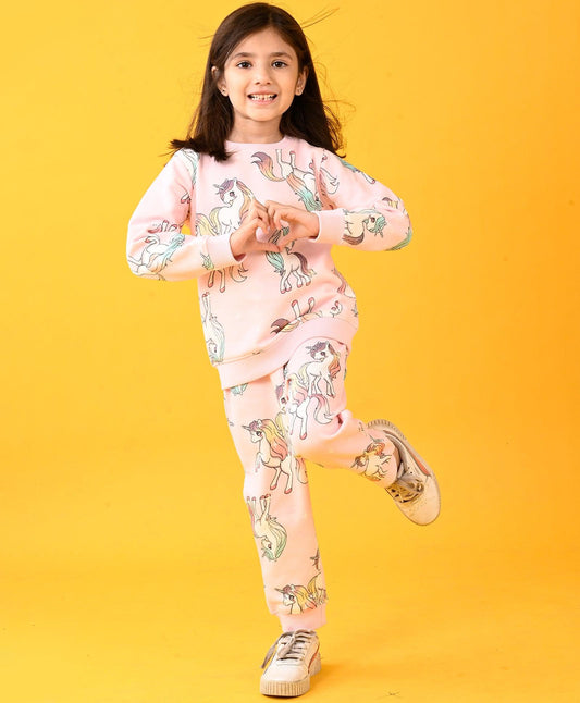 UNICORN STAR PRETTY PINK FLEECE SWEATSHIRT JOGGER SET - PINK