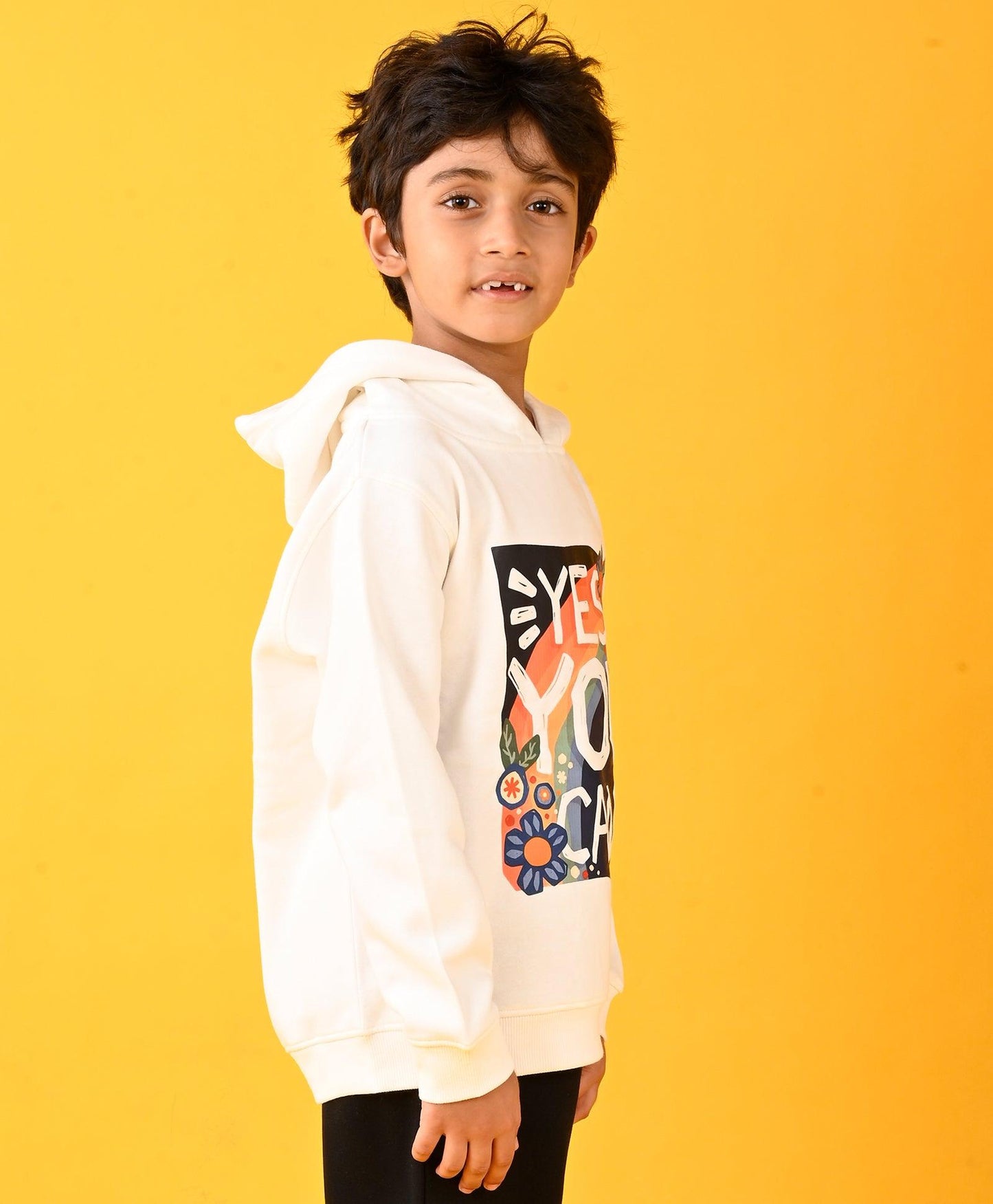 YES YOU CAN FLEECE BOYS HOODIE - WHITE