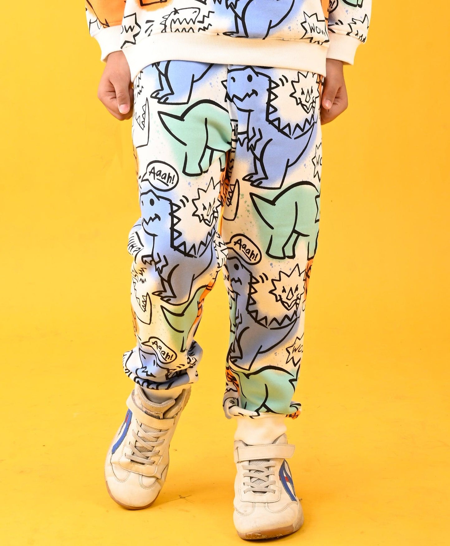 DINOSAUR WOW FLEECE BOYS JOGGER - WHITE