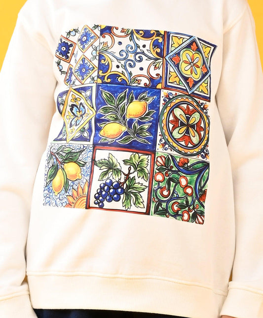 LEMON VIBES FLEECE BOYS HOODIE - WHITE