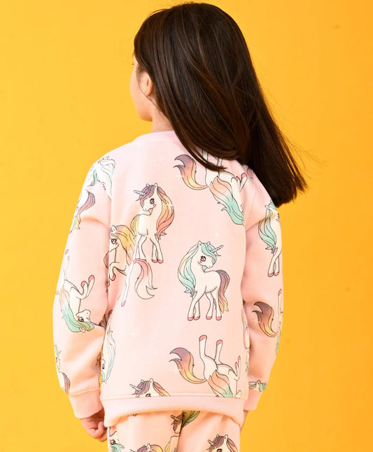UNICORN STAR FUN PRETTY PINK FLEECE SWEATSHIRT