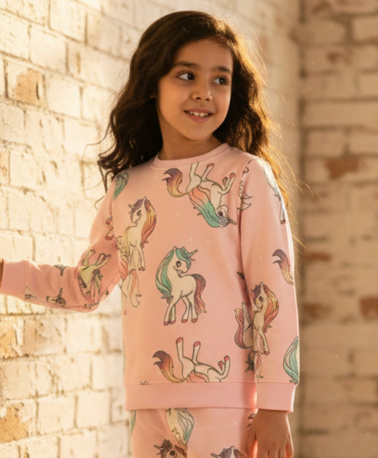 UNICORN STAR FUN PRETTY PINK FLEECE SWEATSHIRT