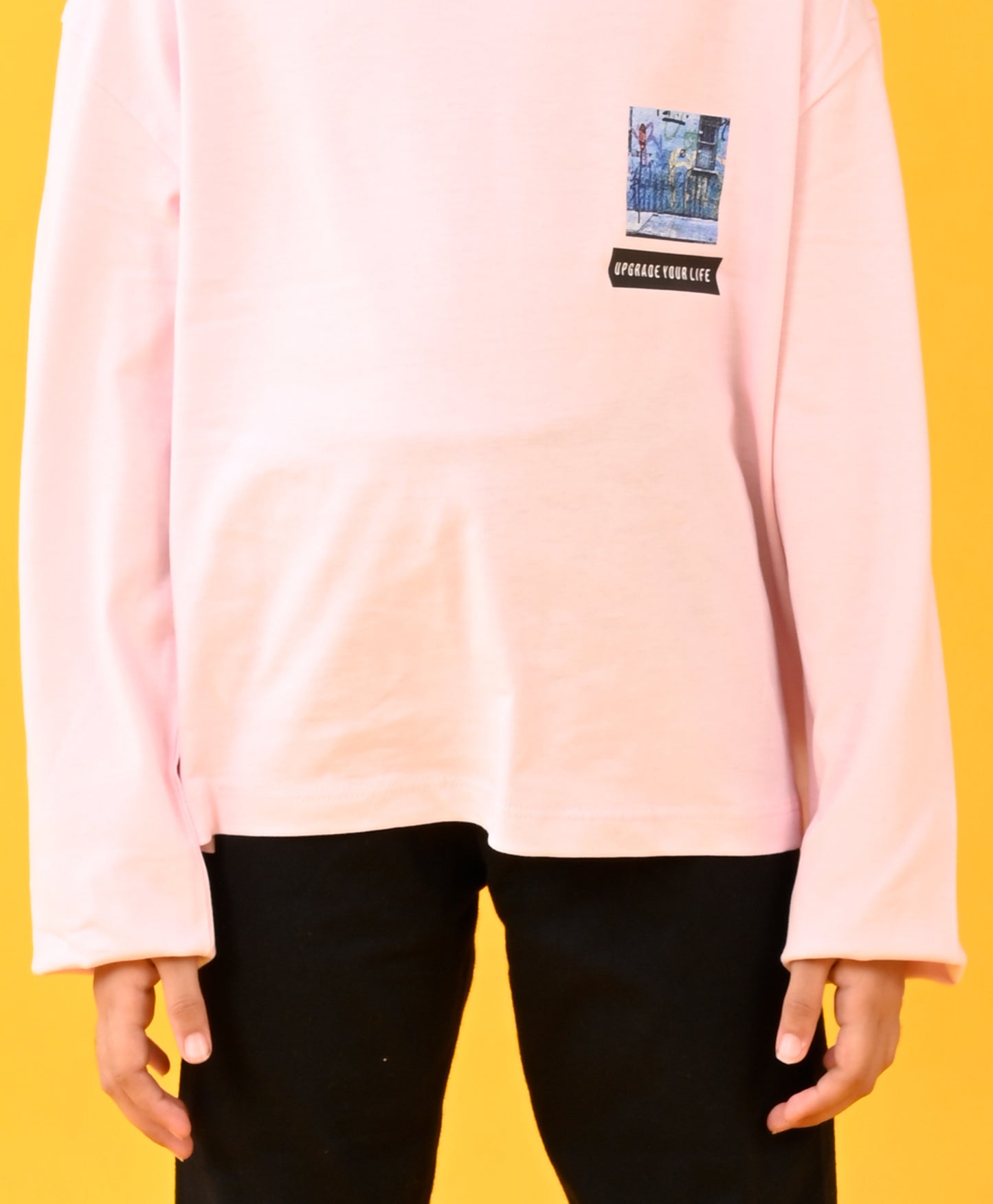UPGRADE YOUR LIFE FUN PINK T-SHIRT AND BLACK HEART JOGGER SET - PINK/BLACK