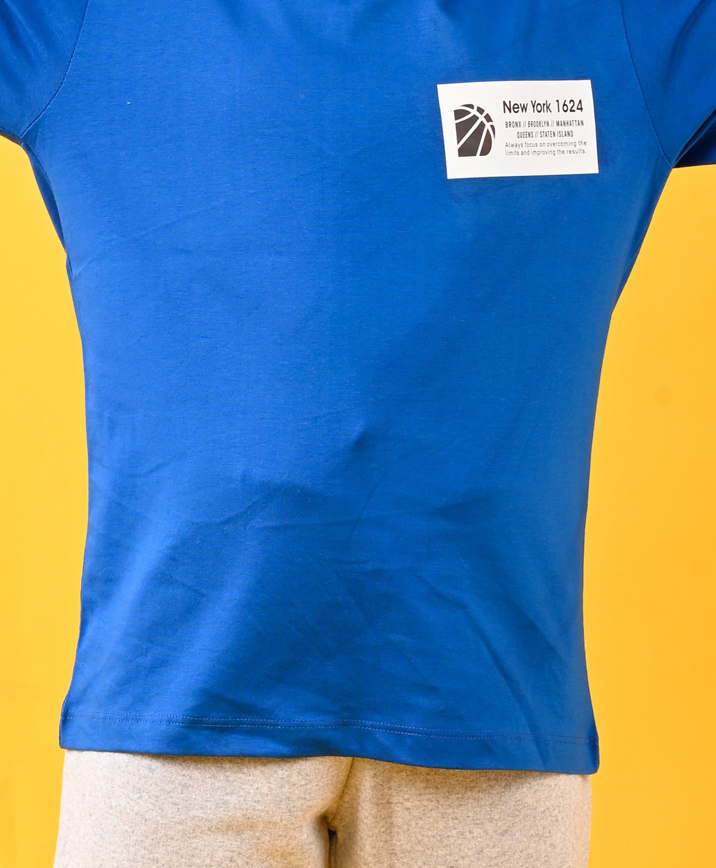 NEWYORK ROYAL LONG SLEEVES T-SHIRT AND GREY FLEECE JOGGER SET - BLUE/GREY