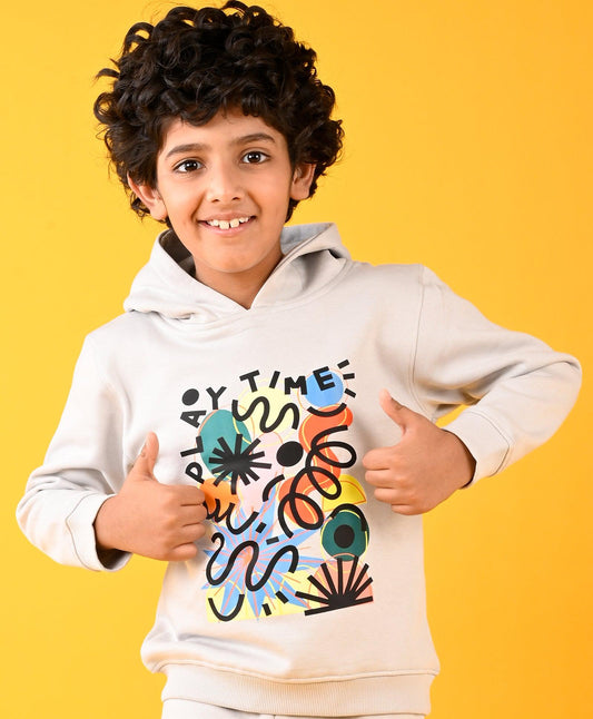 PLAYTIME GREY FLEECE BOYS HOODIE - GREY
