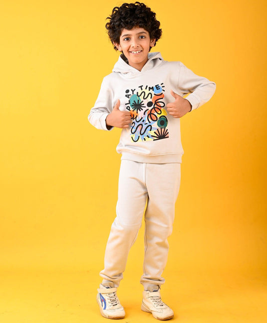 PLAYTIME GREY FLEECE BOYS HOODIE GREY FLEECE JOGGER SET D - GREY