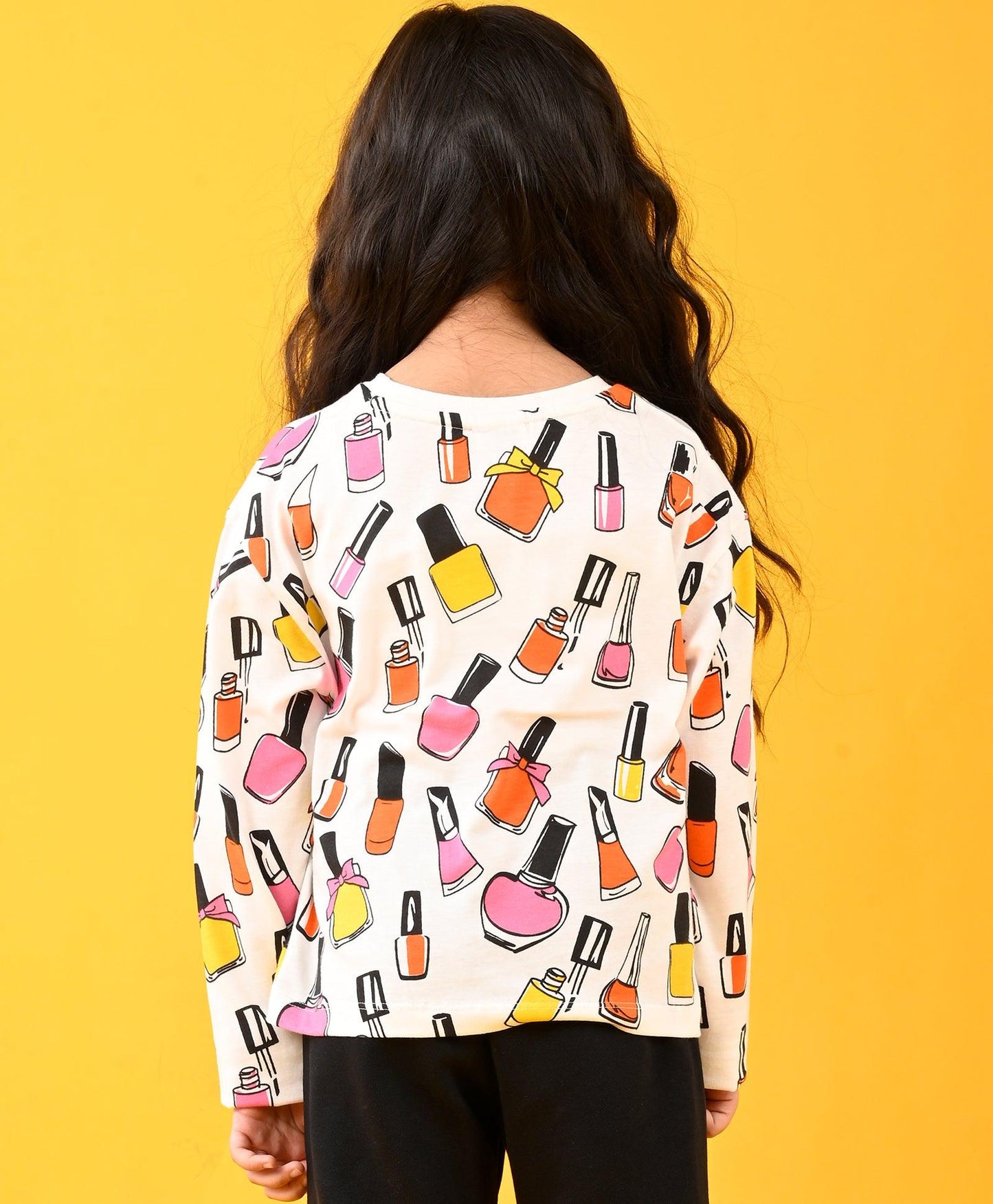 NAIL PAINT LONG SLEEVES T-SHIRT - WHITE