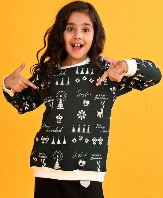 MERRY CHRISTMAS GREEN FLEECE SWEATSHIRT-GREEN