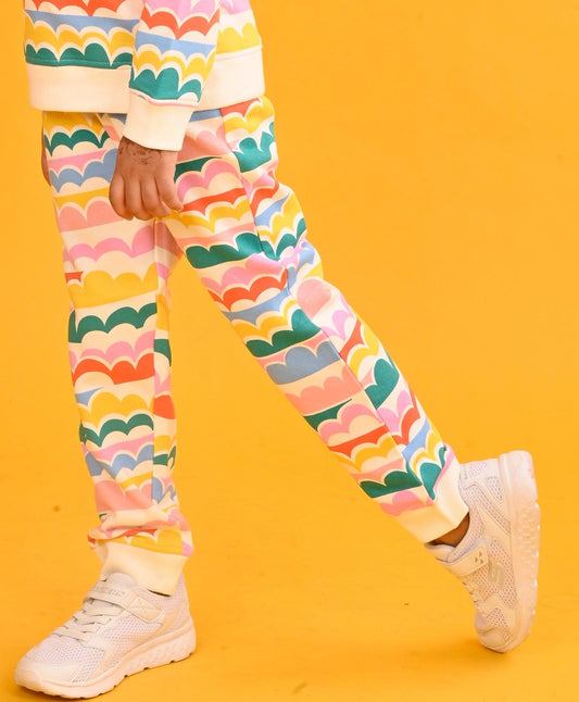CLOUD RAINBOW GIRLS FLEECE JOGGER - OFF WHITE