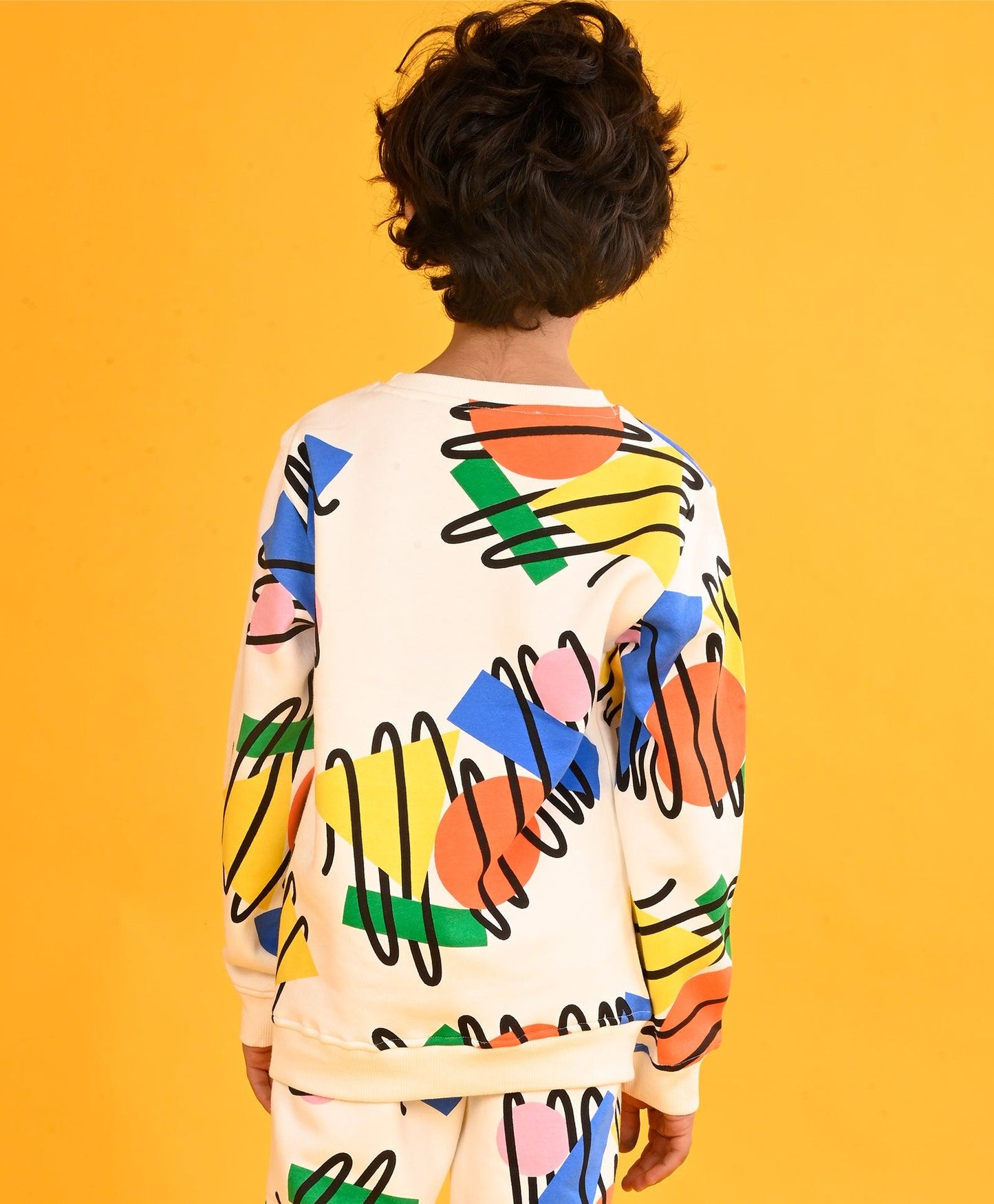 SHAPES PRINT FLEECE BOYS SWEATSHIRT - WHITE