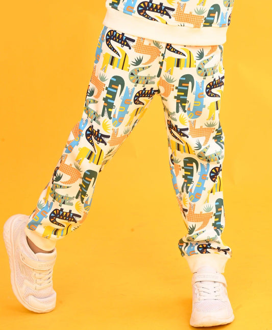 CROCODILE FLEECE BOYS JOGGER -OFF WHITE