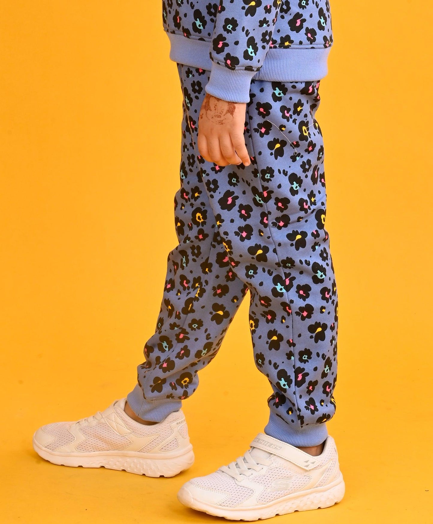 LEOPARD BLUE FLEECE GIRLS JOGGER-BLUE