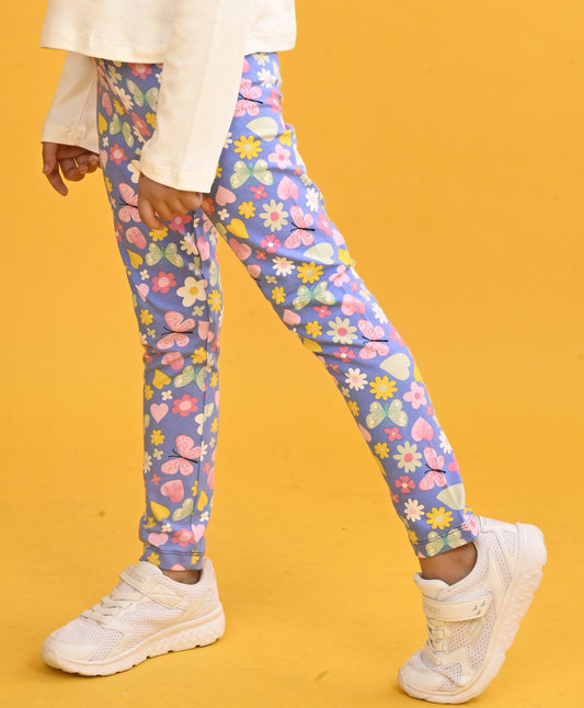 BLUE HEART FLOWER BLUE LEGGING-BLUE