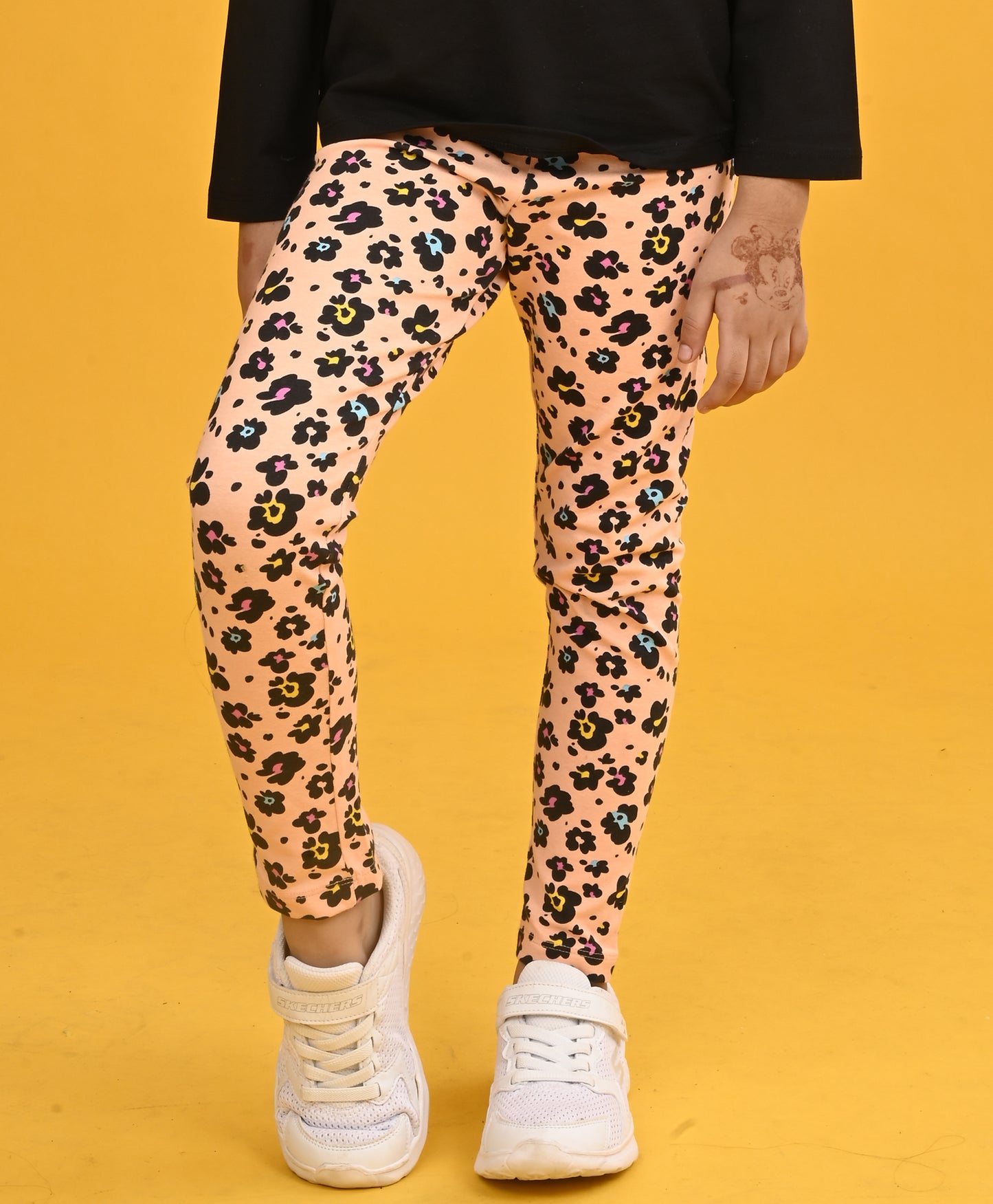 LEOPARD PEACH GIRLS LEGGING - PEACH