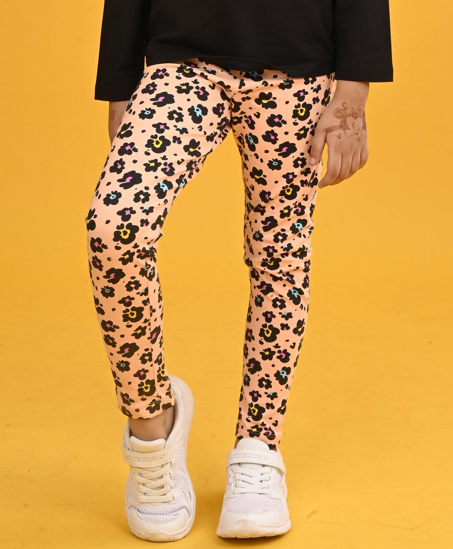 LEOPARD PEACH GIRLS LEGGING - PEACH