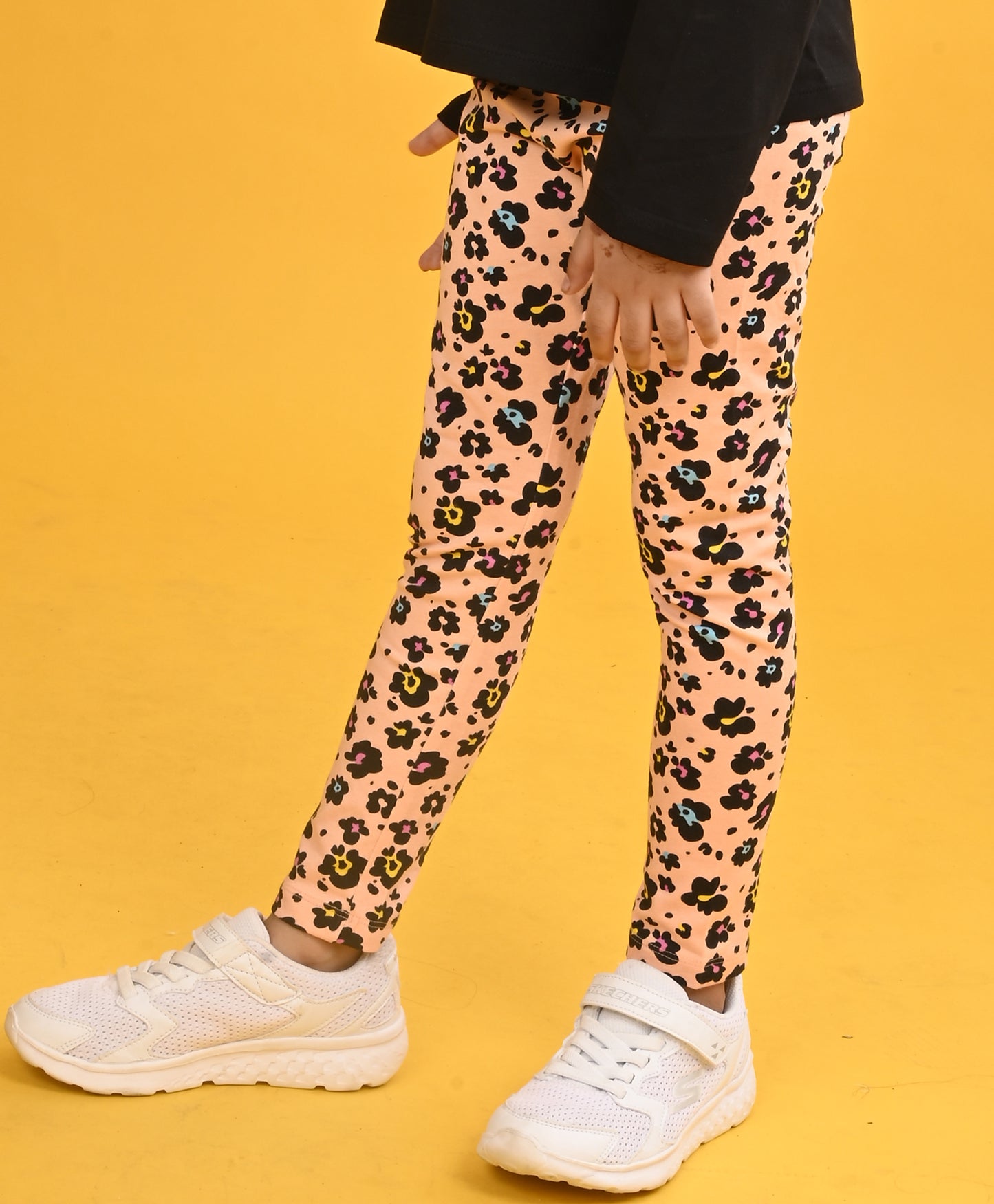 LEOPARD PEACH GIRLS LEGGING - PEACH