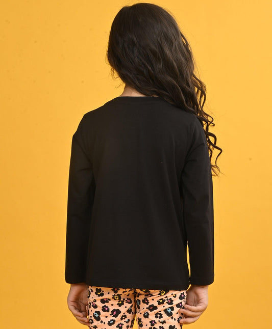 SILVER BLACK LONG SLEEVES T-SHIRT - BLACK