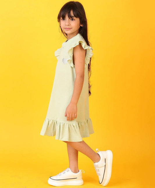 SEA GREEN SILVER HEART SUMMER DRESS - SEA GREEN - Anthrilo