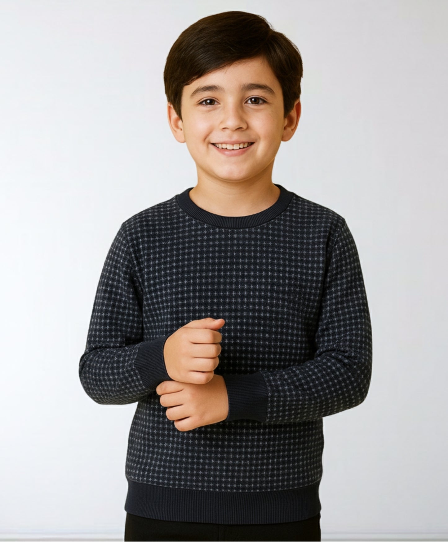 NAVY QUILTED BOYS SWEATSHIRT - NAVY
