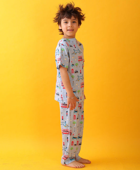 LONDON DREAMS BOYS SHORT SLEEVES PYJAMA SET - SKY
