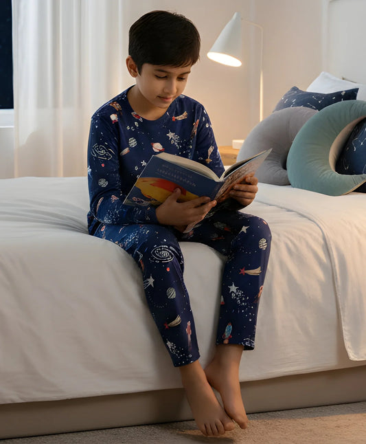 SOLAR SYSTEM DREAMS LONG SLEEVES PYJAMA SET - BLUE