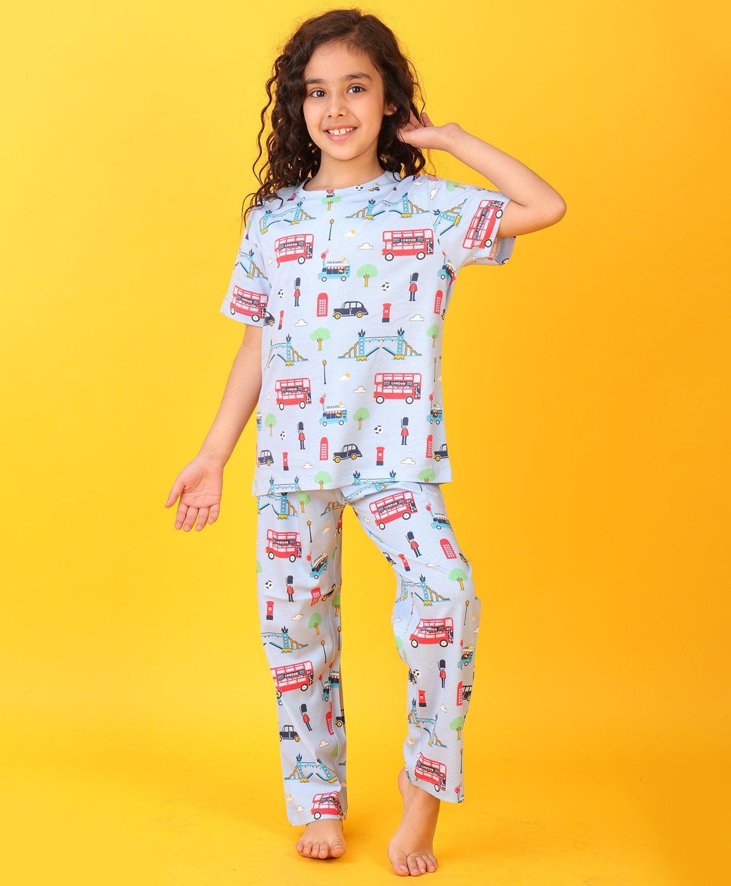 LONDON DREAMS GIRLS SHORT SLEEVES PYJAMA SET - SKY
