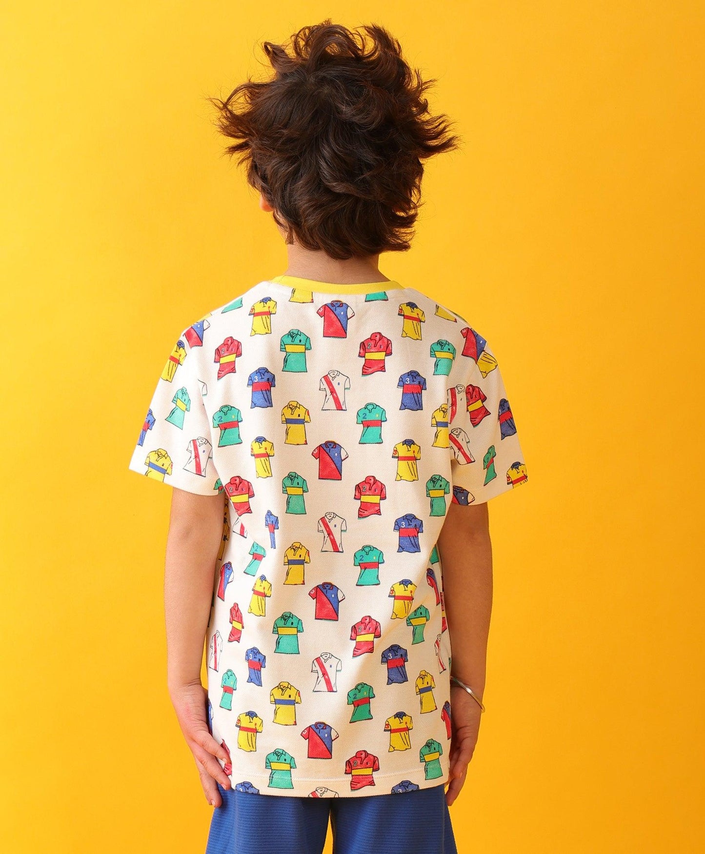 SUMMER POLO PRINT SHORT SLEEVES BOYS T-SHIRT - OFF WHITE