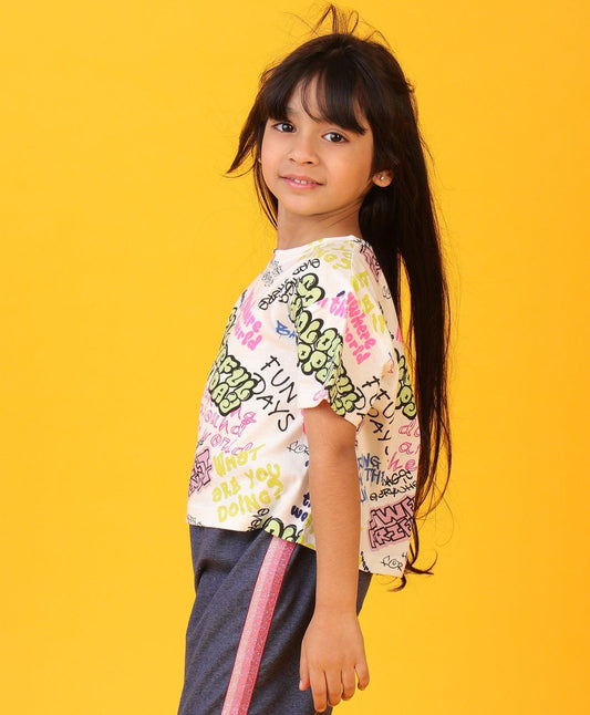 COLORFULL HAPPINESS SHORT SLEEVES T-SHIRT - WHITE