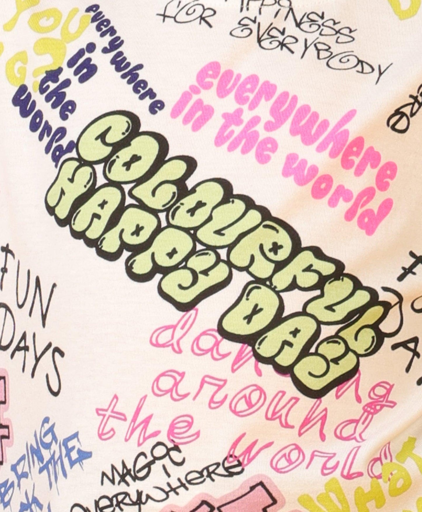 COLORFULL HAPPINESS SHORT SLEEVES T-SHIRT - WHITE