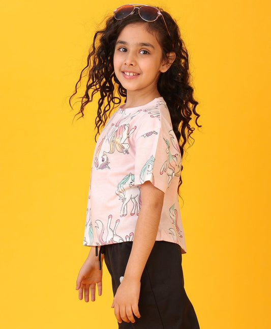 UNICORN STAR SHORT SLEEVES GIRLS T-SHIRT - PINK