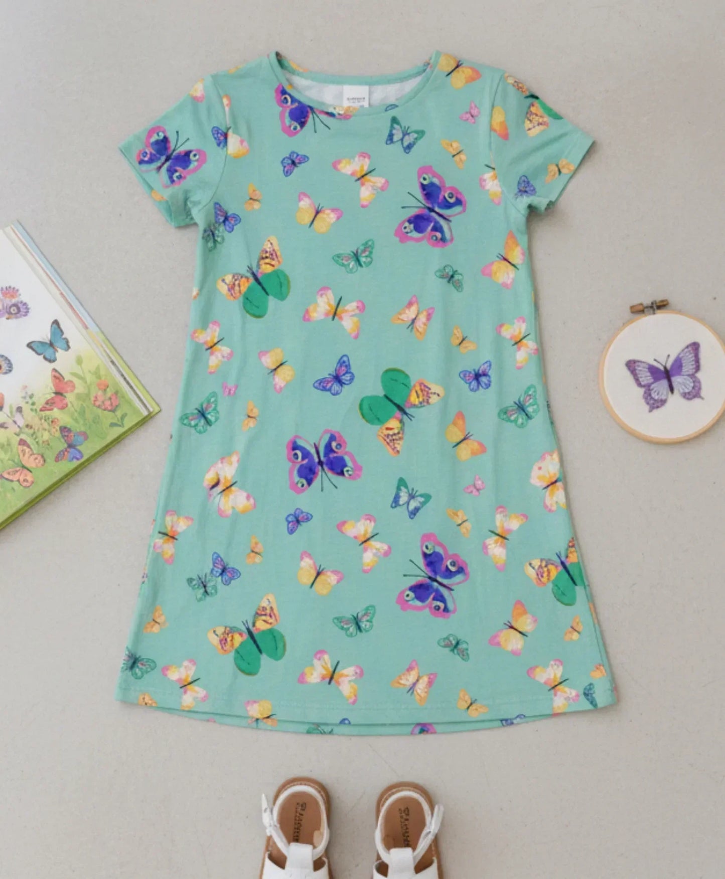 BUTTERFLY GREEN NIGHT DRESS - GREEN - Anthrilo