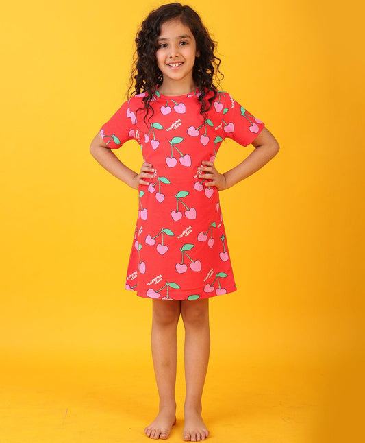 CHERRY RED NIGHT DRESS - RED