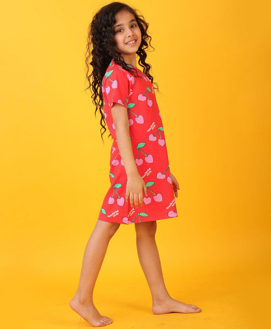 CHERRY RED NIGHT DRESS - RED