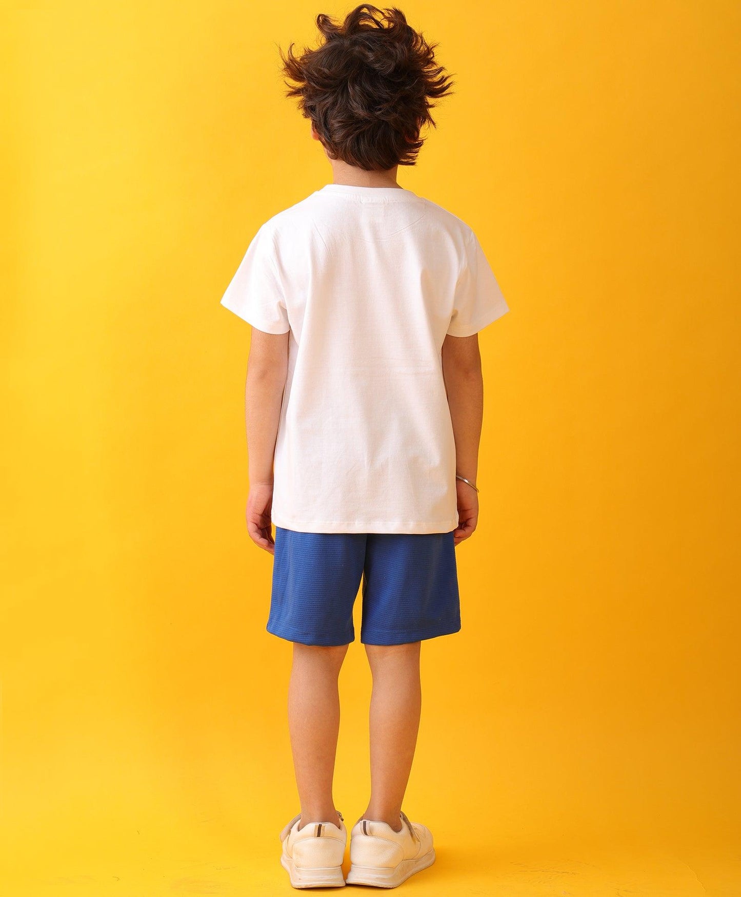 FOOTBALL WHITE ROYAL SUMMER BOYS SHORTS SET - WHITE/ROYAL