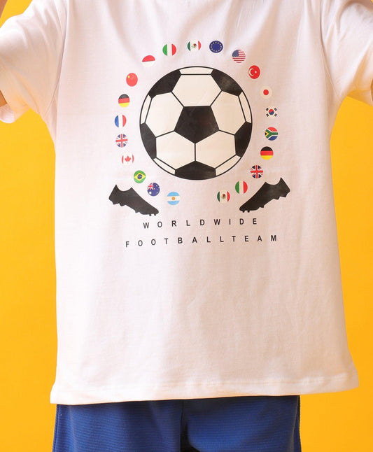 FOOTBALL WHITE ROYAL SUMMER BOYS SHORTS SET - WHITE/ROYAL