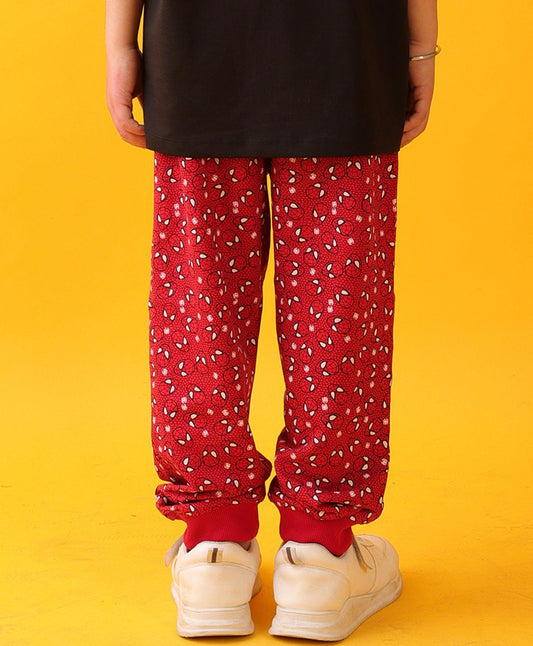 SPIDER PRINT SUMMER  BOYS JOGGER - RED