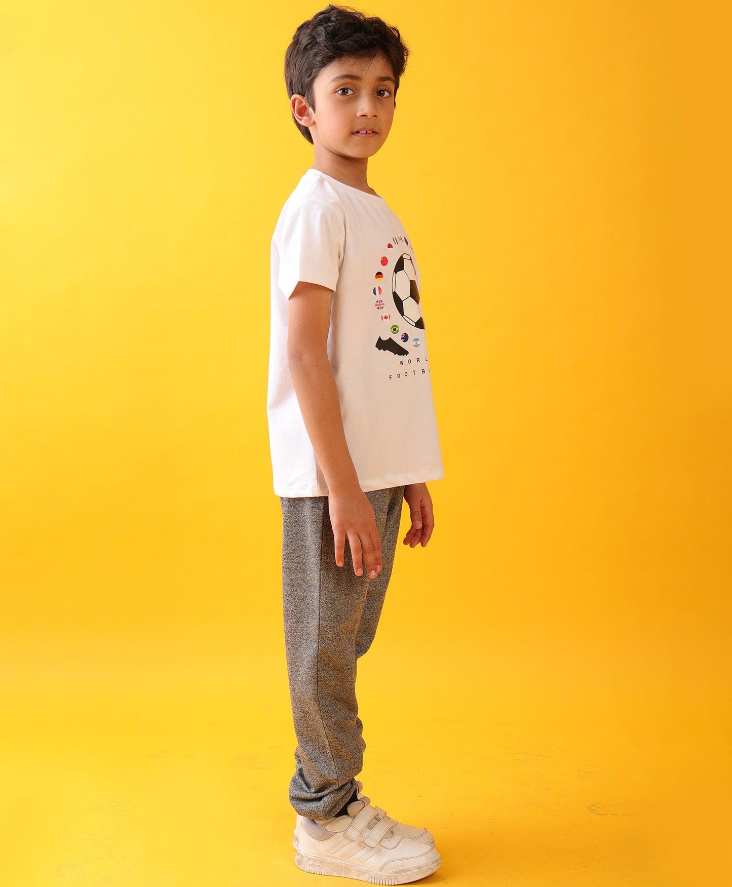 FOOTBALL BLACK MELANGE JOGGER SET - WHITE/BLACK MEL