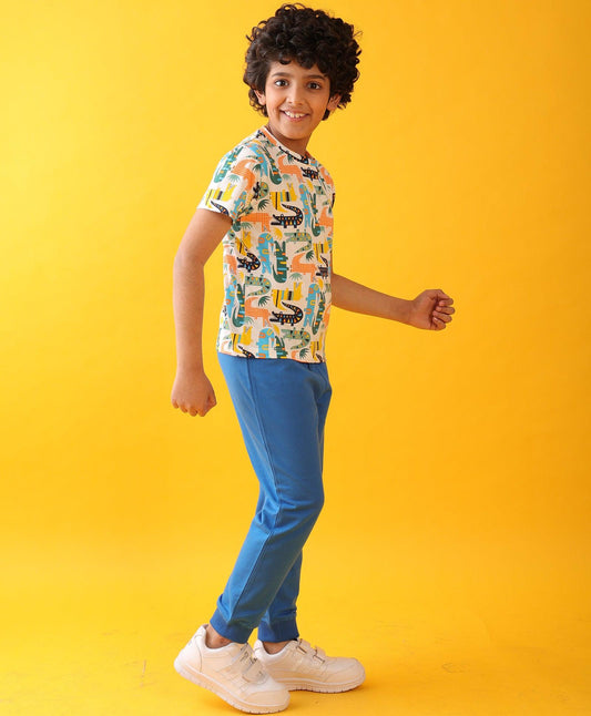 CROCODILE WHITE ROYAL SUMMER JOGGER SET - WHITE/ROYAL