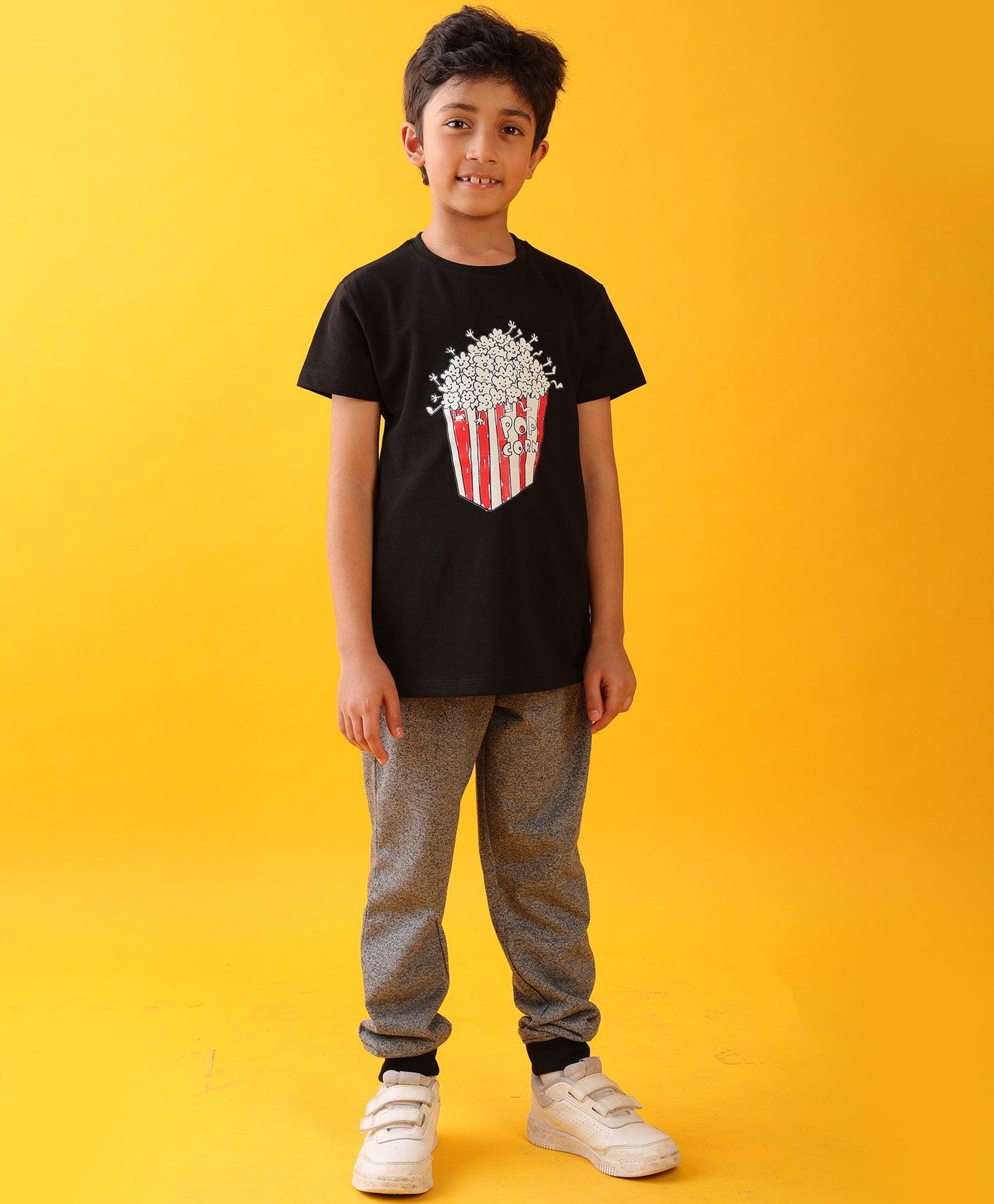 POPCORN BLACK SUMMER BLACK MELANGE BOYS JOGGER SET - BLACK/BLACK MELANGE