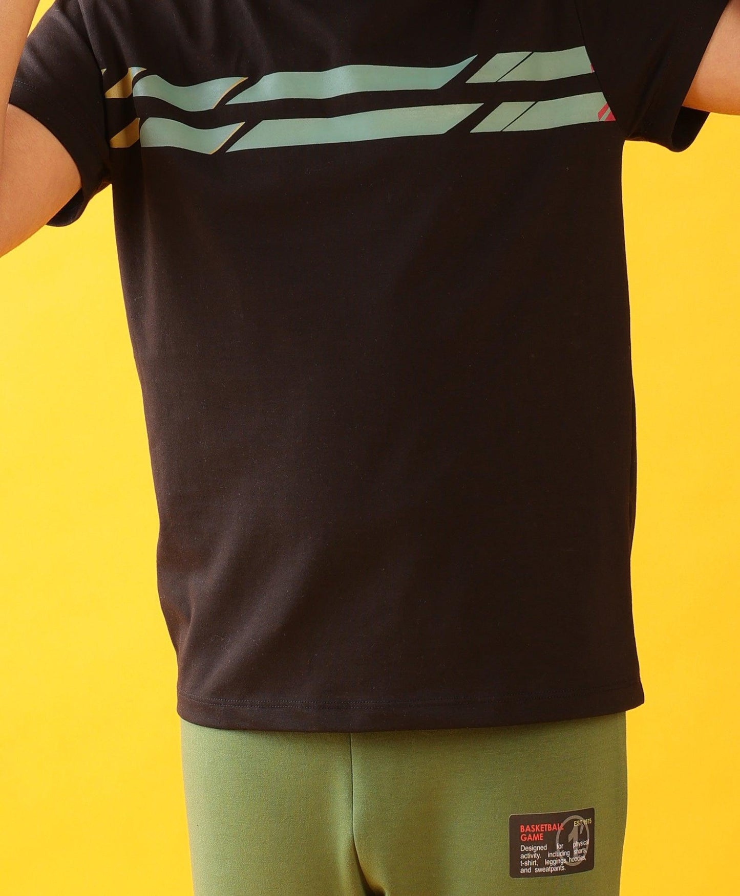 BLACK ENGLAND STRIPED OLIVE BOYS SUMMER JOGGER SET - BLACK/OLIVE