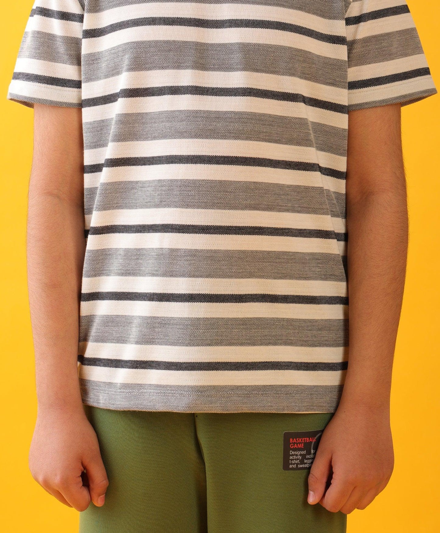 BLACK WHITE STRIPED OLIVE SUMMER JOGGER SET - MULTI/OLIVE