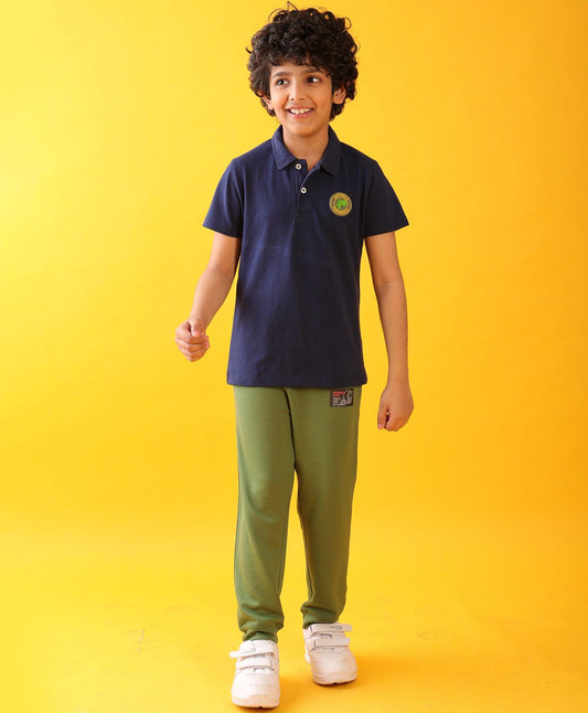 NAVY POLO OLIVE SUMMER BOYS JOGGER SET - NAVY/OLIVE
