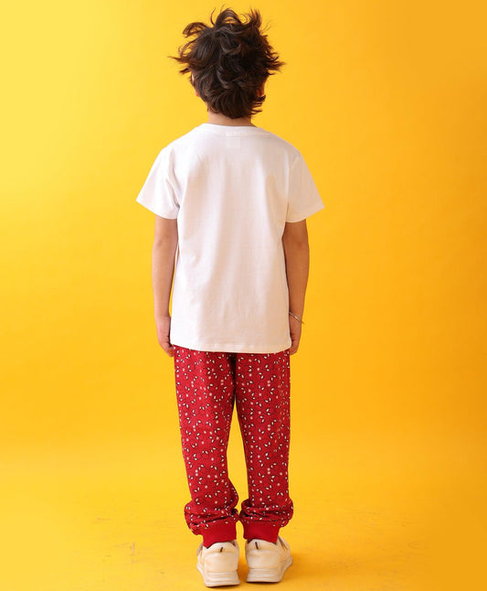 FOOTBALL SPIDER RED BOYS JOGGER SET - WHITE/RED