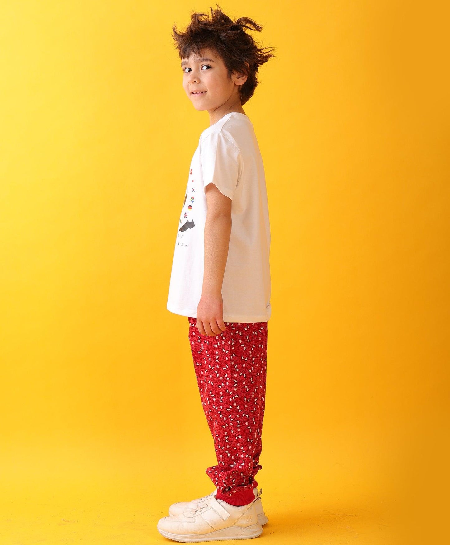 FOOTBALL SPIDER RED BOYS JOGGER SET - WHITE/RED