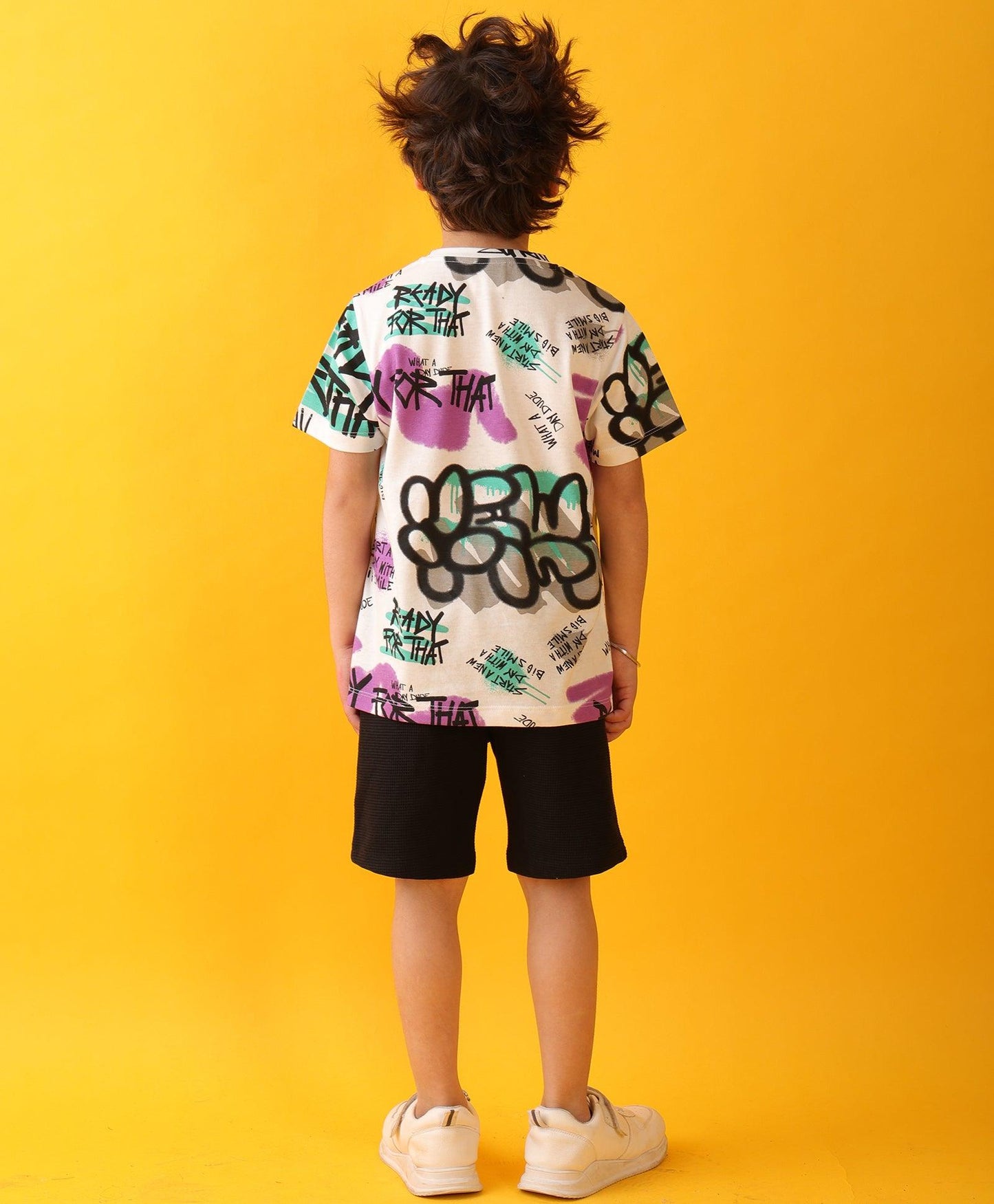 READY FOR THAT BLACK BOYS SHORTS SET - WHITE/BLACK