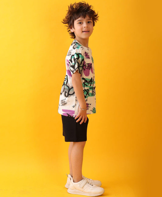 READY FOR THAT BLACK BOYS SHORTS SET - WHITE/BLACK