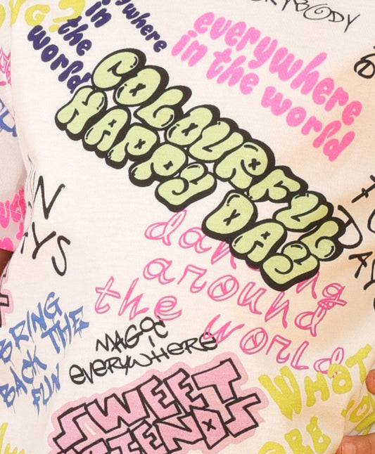 COLORFUL HAPPINESS BLUE MELANGE GLITTER TAPE JOGGER SET - WHITE/BLUE